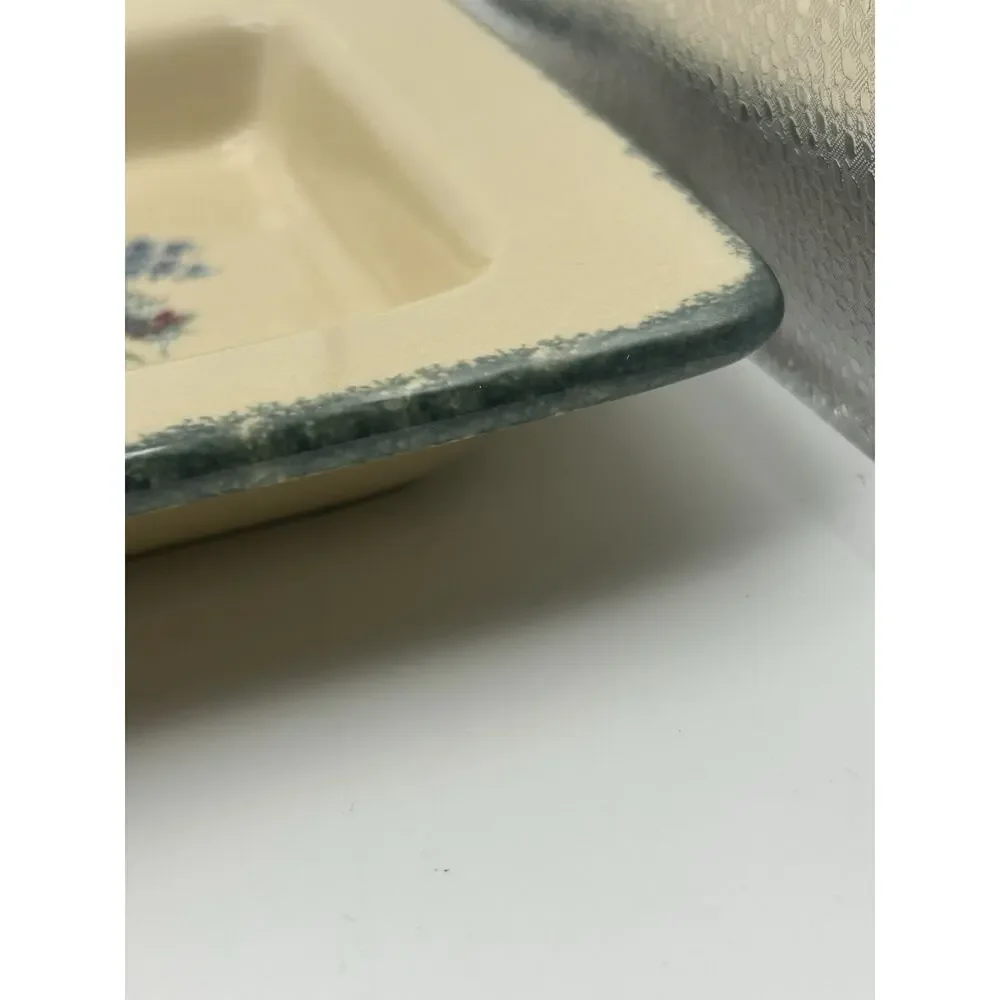 Home Garden Party Serving Tray Stoneware Collection Floral Print 3 Section